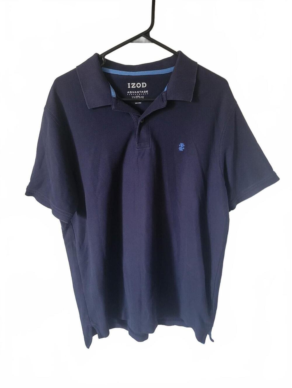 IZOD Advantage Performance Men's Navy Blue Short Sleeve Polo Shirt Size L